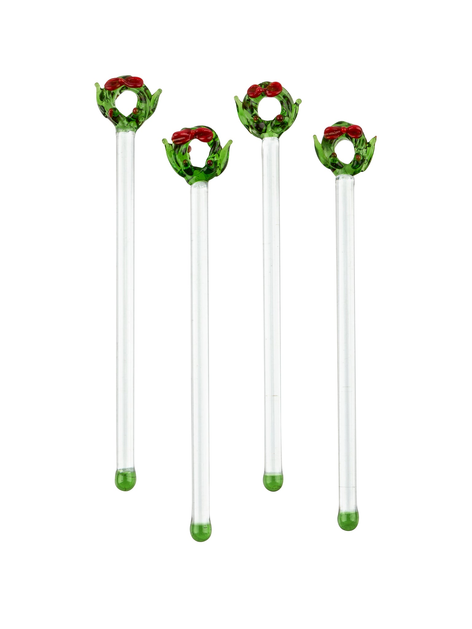 Vintage 1960s Christmas Wreath Swizzle Sticks Weston Table
