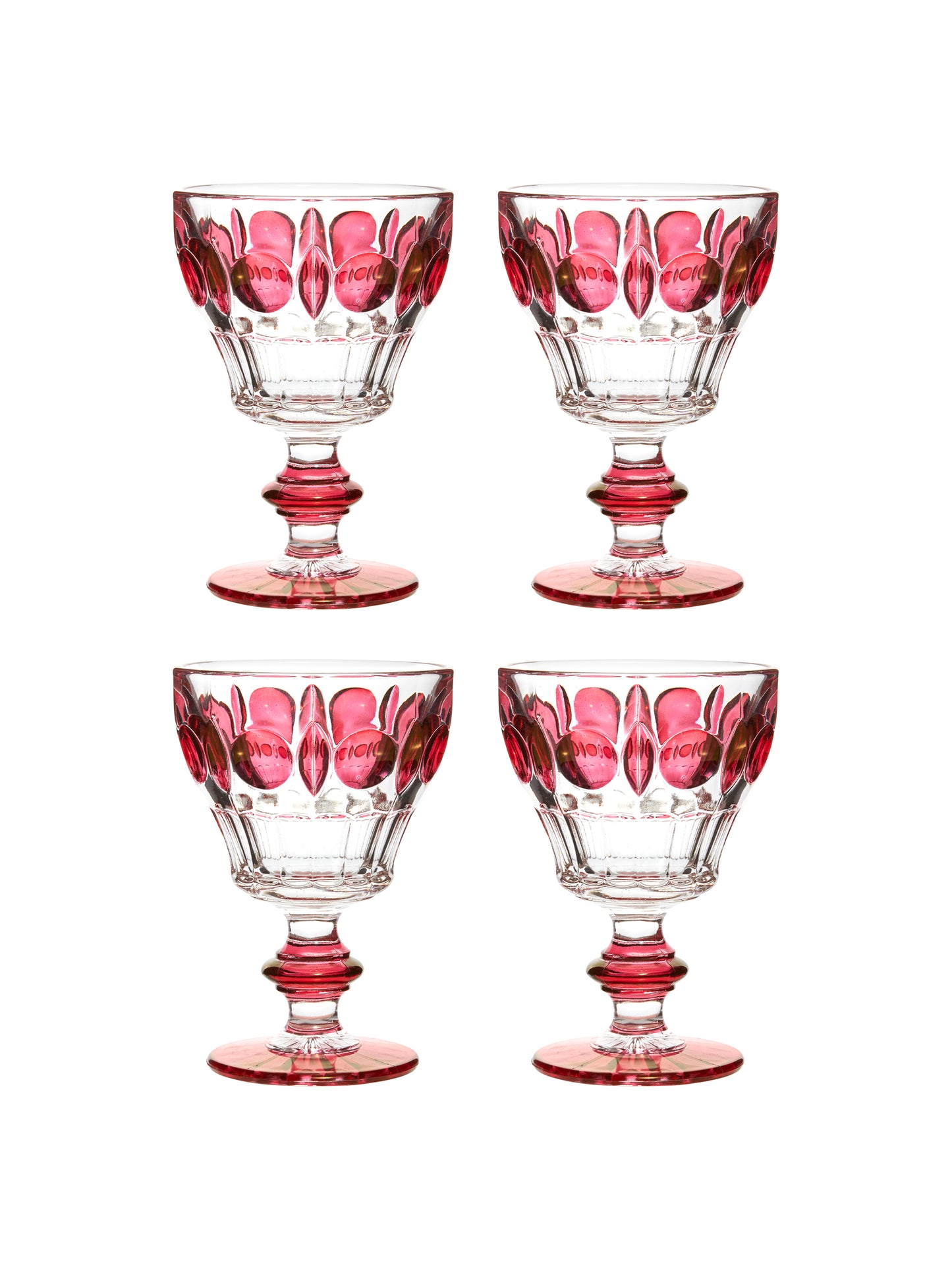 Vintage 1960s Cranberry Cocktail Glasses Set of Four Weston Table