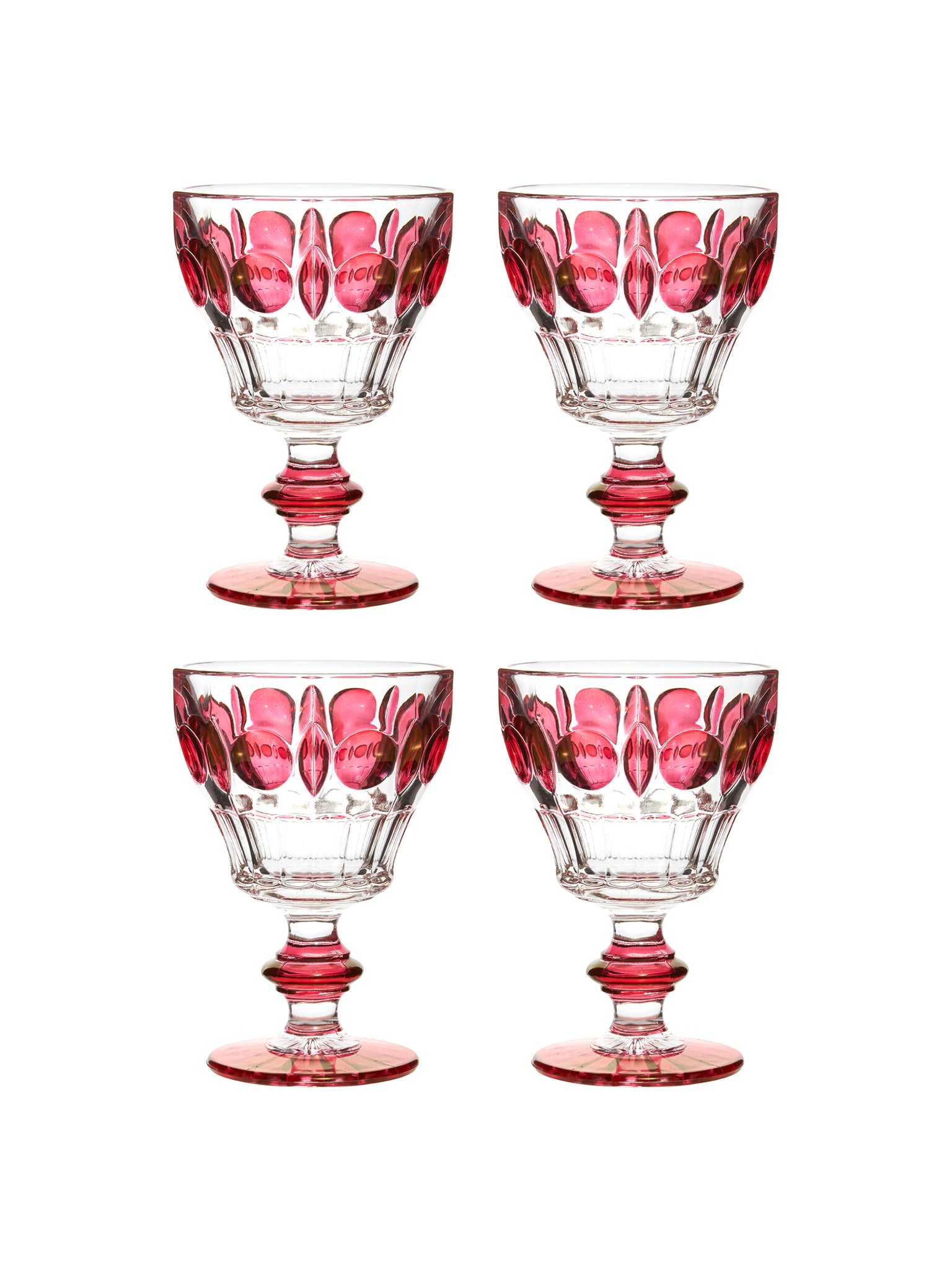 Vintage 1960s Cranberry Cocktail Glasses Set of Four Weston Table