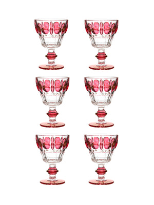  Vintage 1960s Cranberry Cocktail Glasses Set of Six Weston Table 