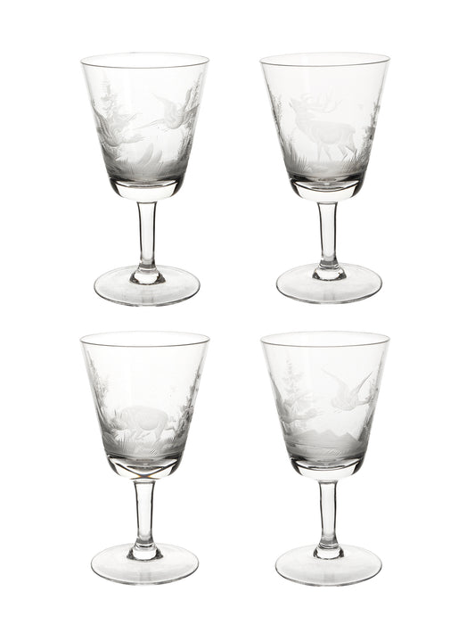 Vintage 1960s Crystal Queen Lace Safari Aperitif Glasses Weston Table