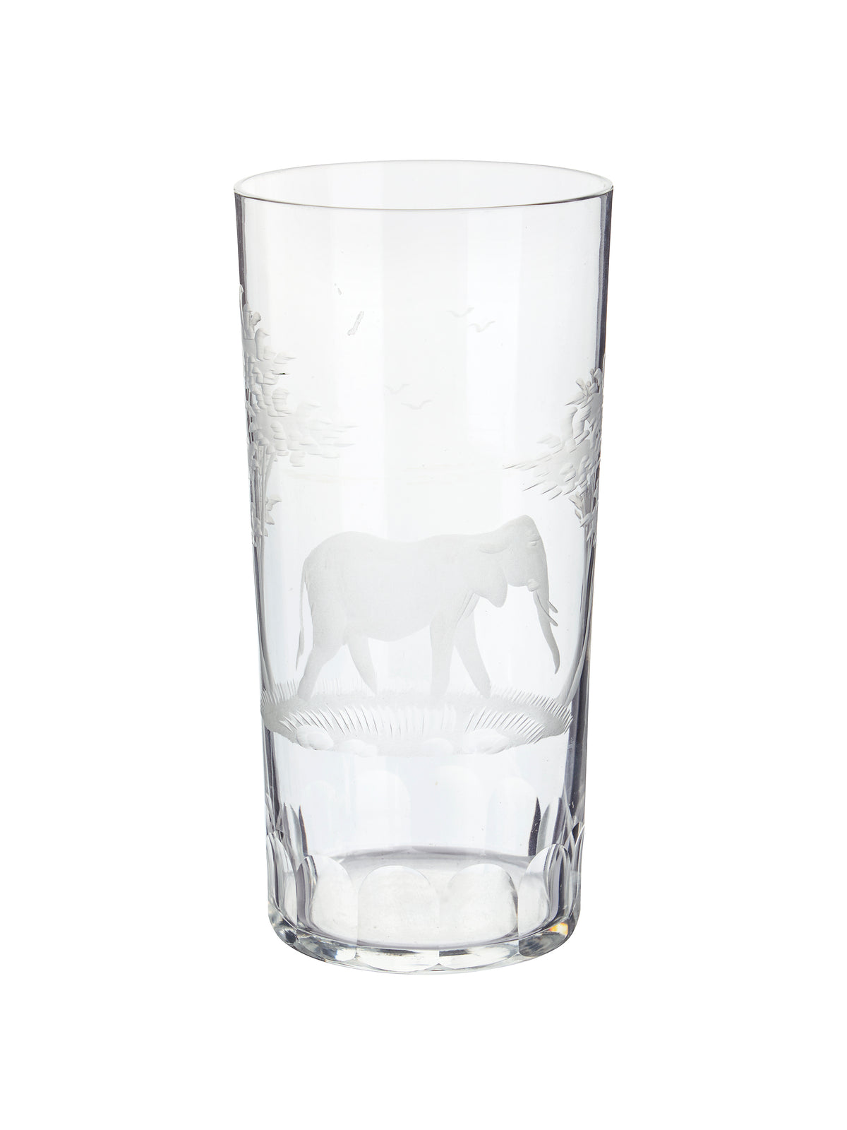 Vintage 1960s Crystal Queen Lace Safari Highball Glass Elephant Weston Table