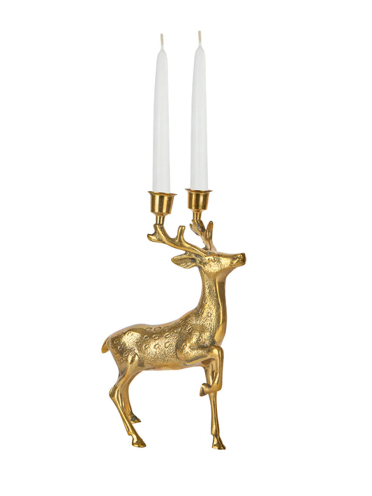 Vintage 1960s Deer Brass Candelabra Weston Table