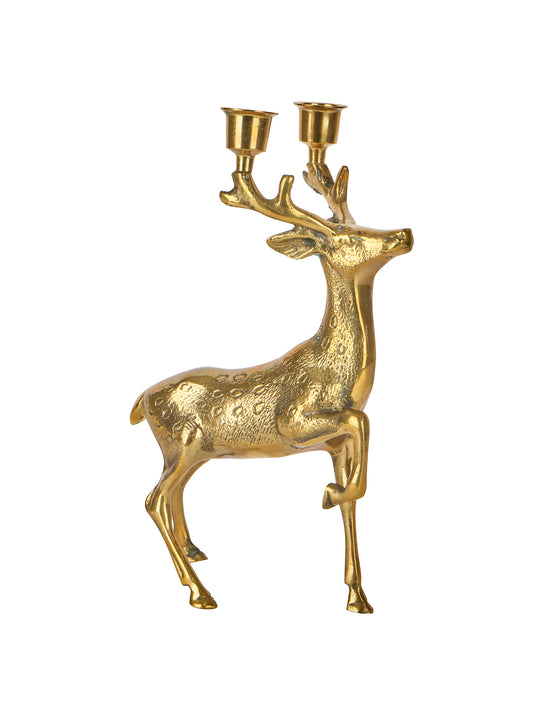 Vintage 1960s Deer Brass Candelabra Weston Table