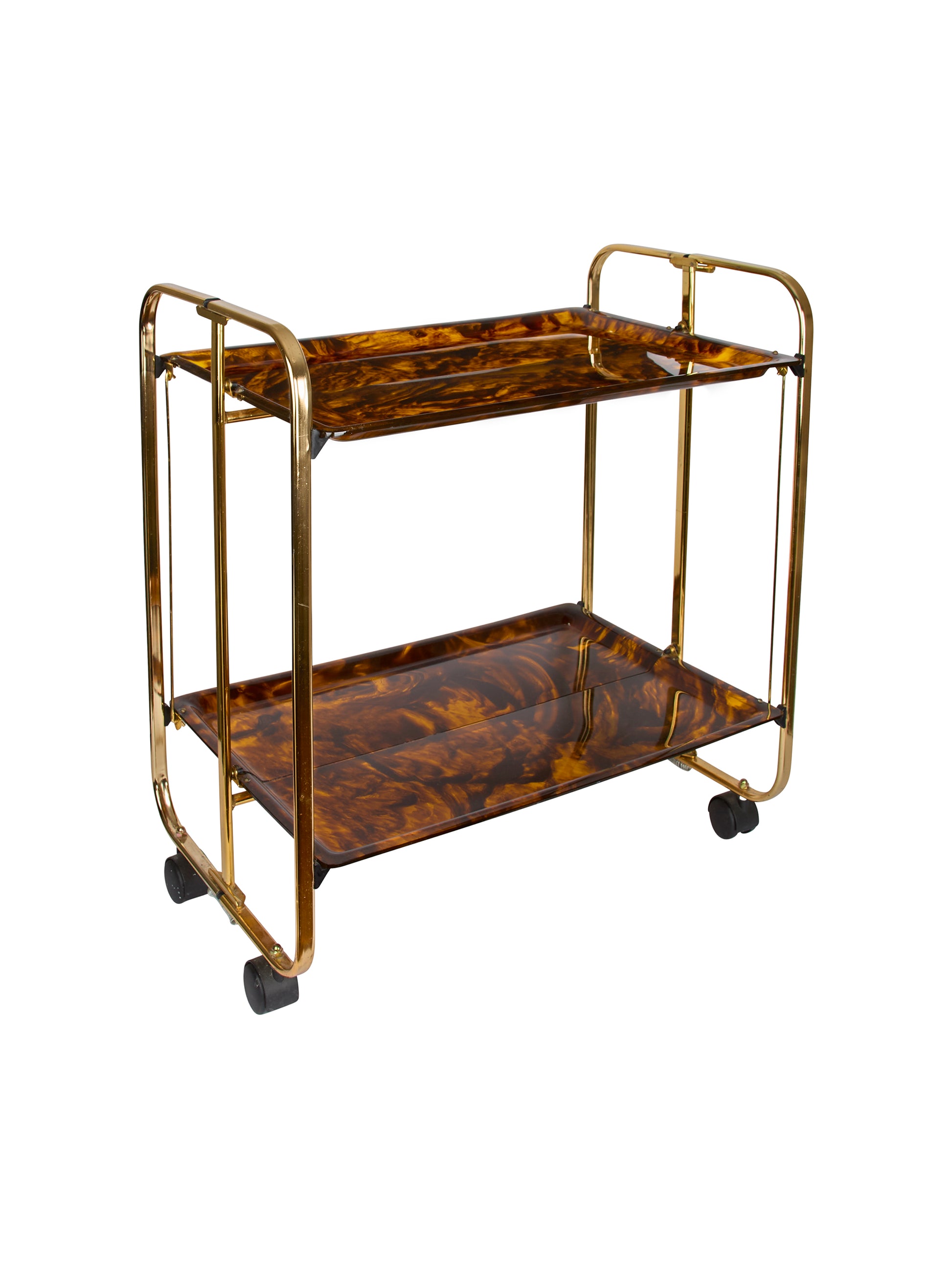 Vintage 1960s Dior Brass and Tortoise Folding Bar Cart Weston Table