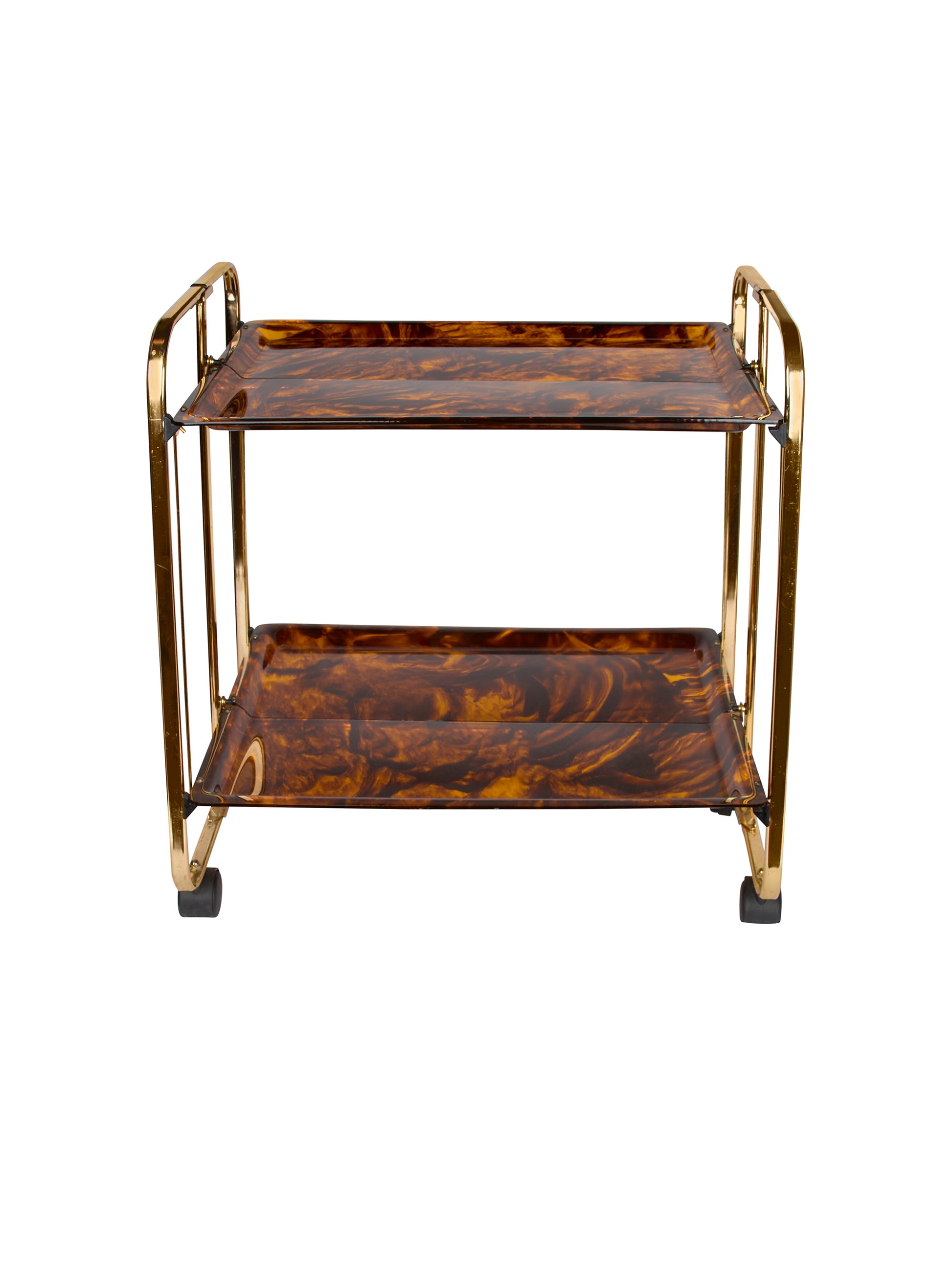 Vintage 1960s Dior Brass and Tortoise Folding Bar Cart Weston Table