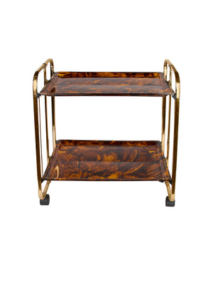  Vintage 1960s Dior Brass and Tortoise Folding Bar Cart Weston Table 