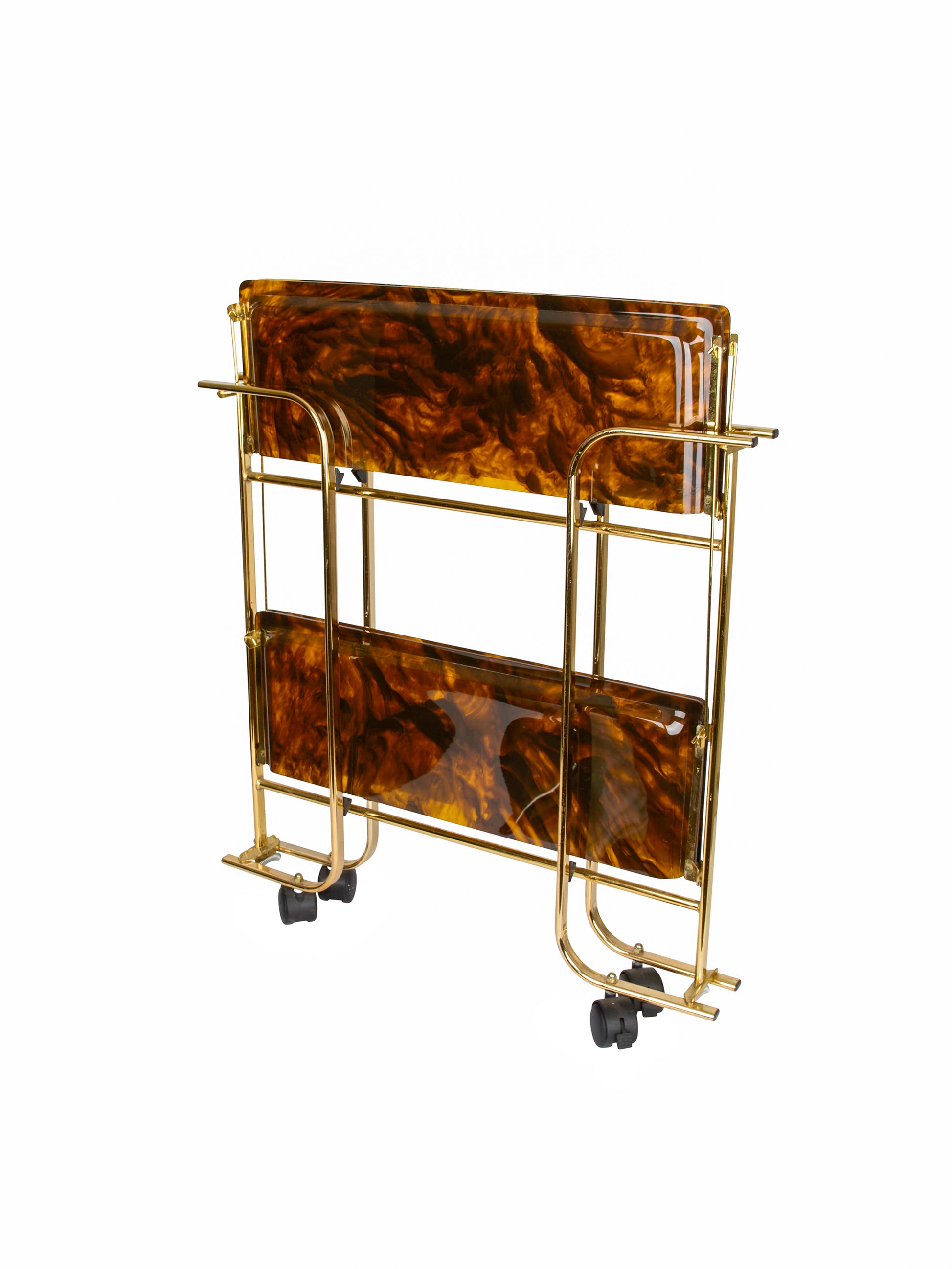 Vintage 1960s Dior Brass and Tortoise Folding Bar Cart Weston Table