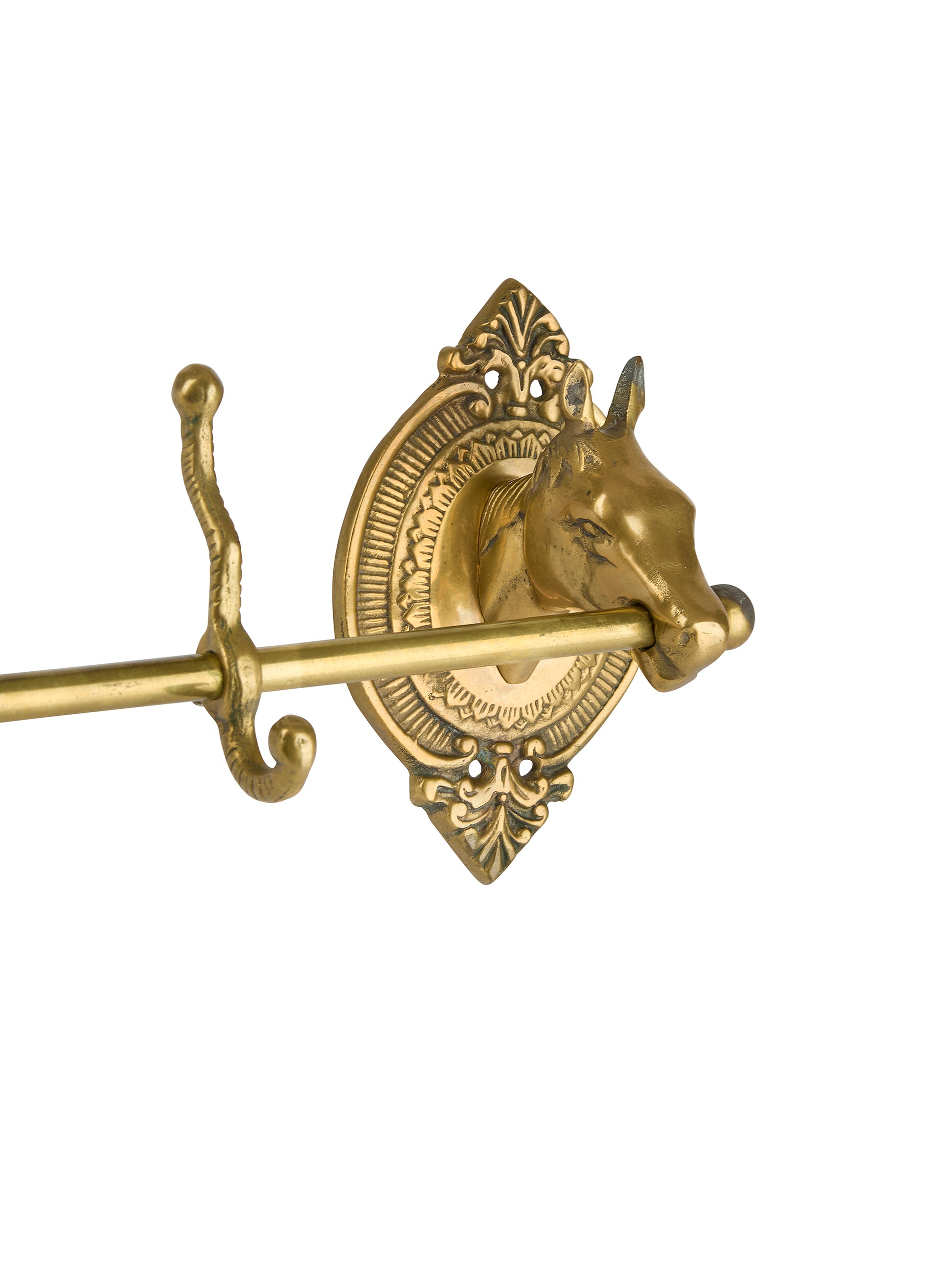 Vintage 1960s Equestrian Small Brass Coat Rack Decor