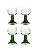 Vintage 1960s Etched Olive Beehive Wine Glasses Weston Table