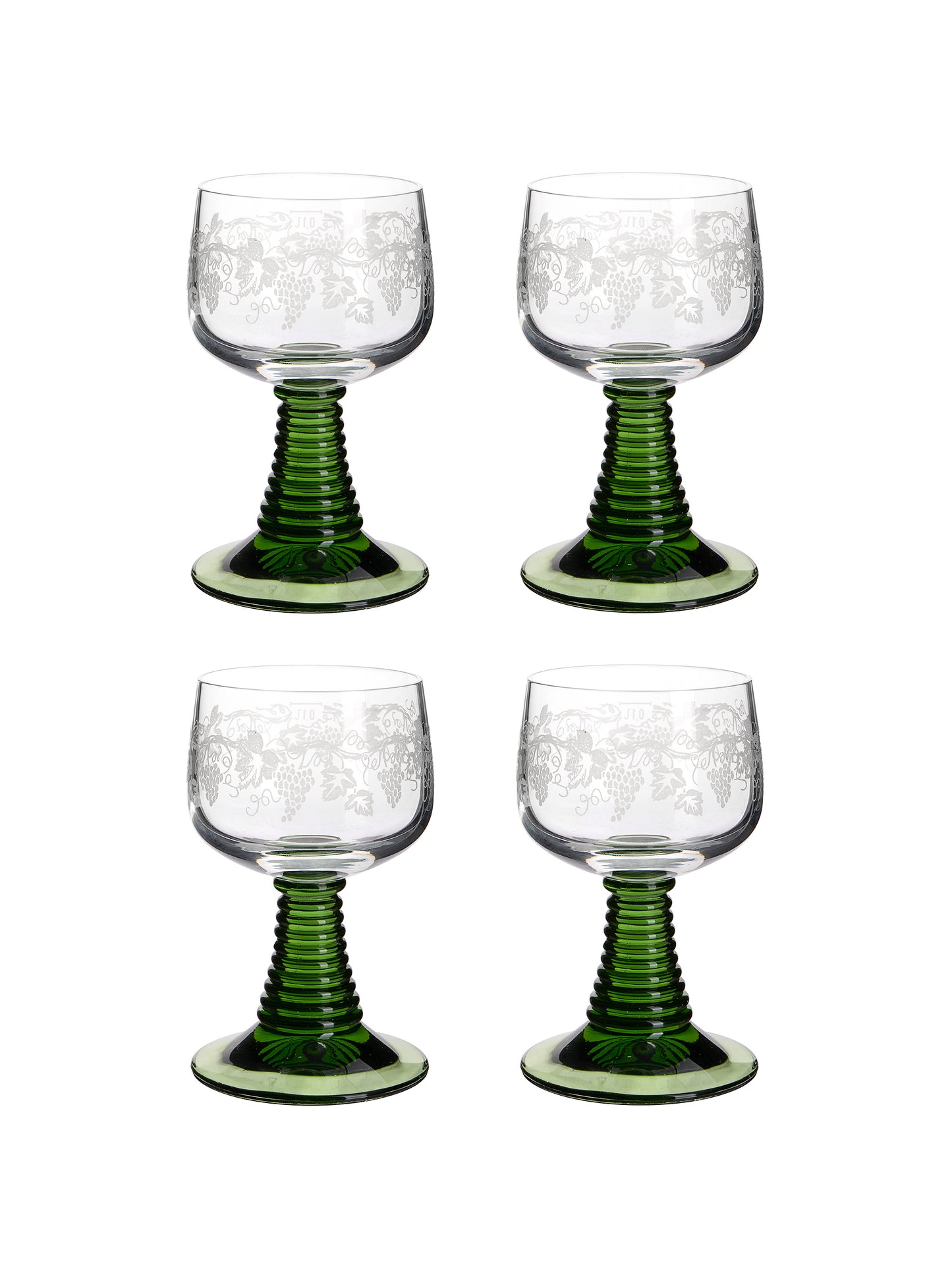 Vintage 1960s Etched Olive Beehive Wine Glasses Weston Table