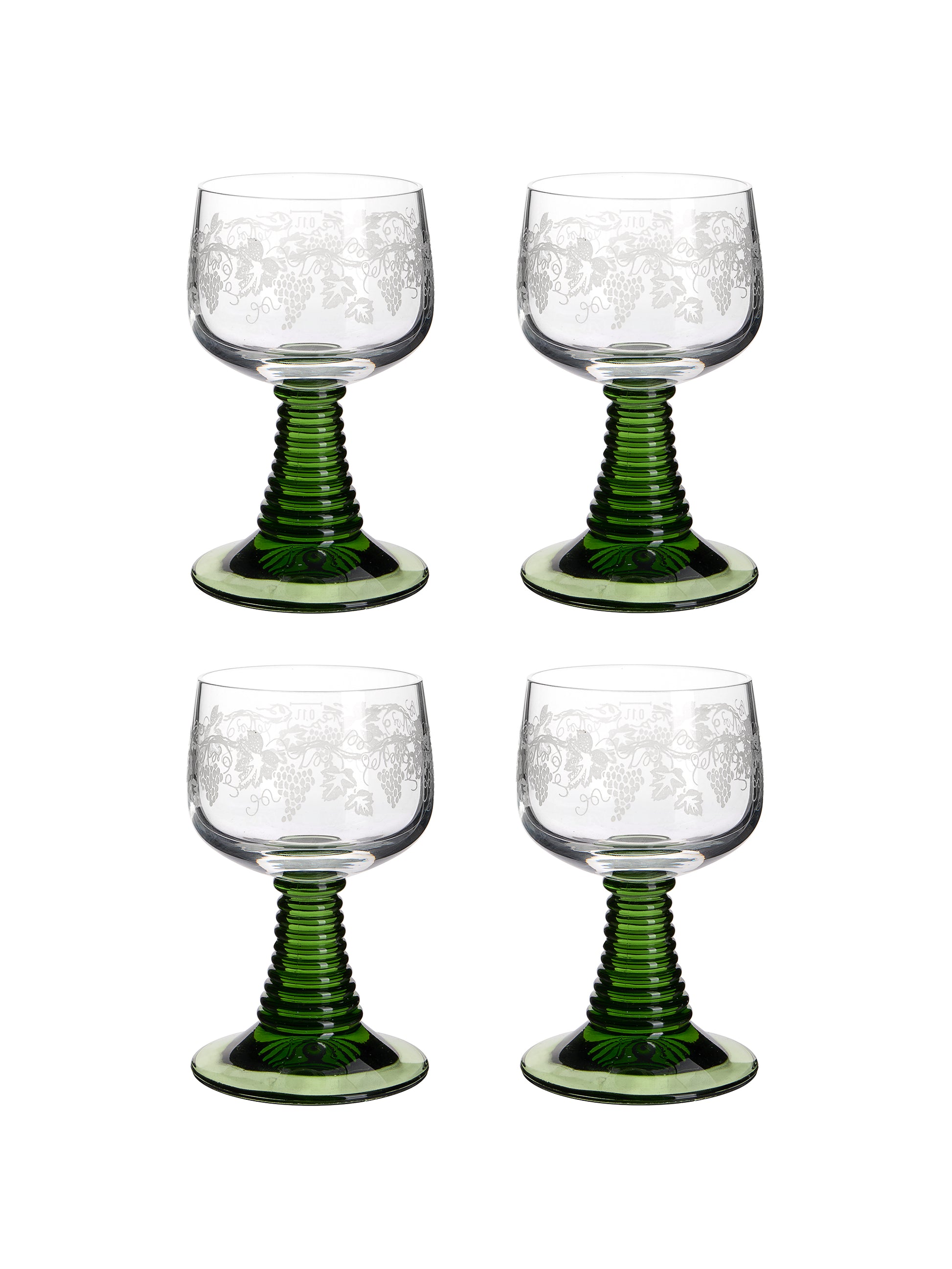 Vintage 1960s Etched Olive Beehive Wine Glasses Weston Table