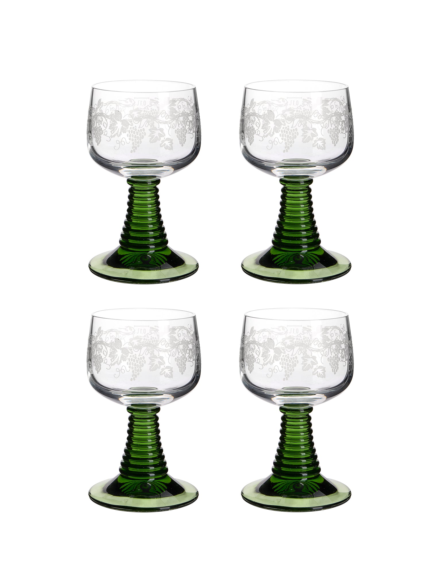 Vintage 1960s Etched Olive Beehive Wine Glasses Weston Table