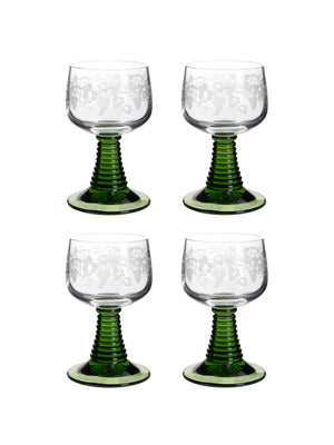  Vintage 1960s Etched Olive Beehive Wine Glasses Weston Table 