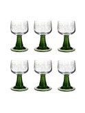 Vintage 1960s Etched Olive Beehive Wine Glasses Weston Table