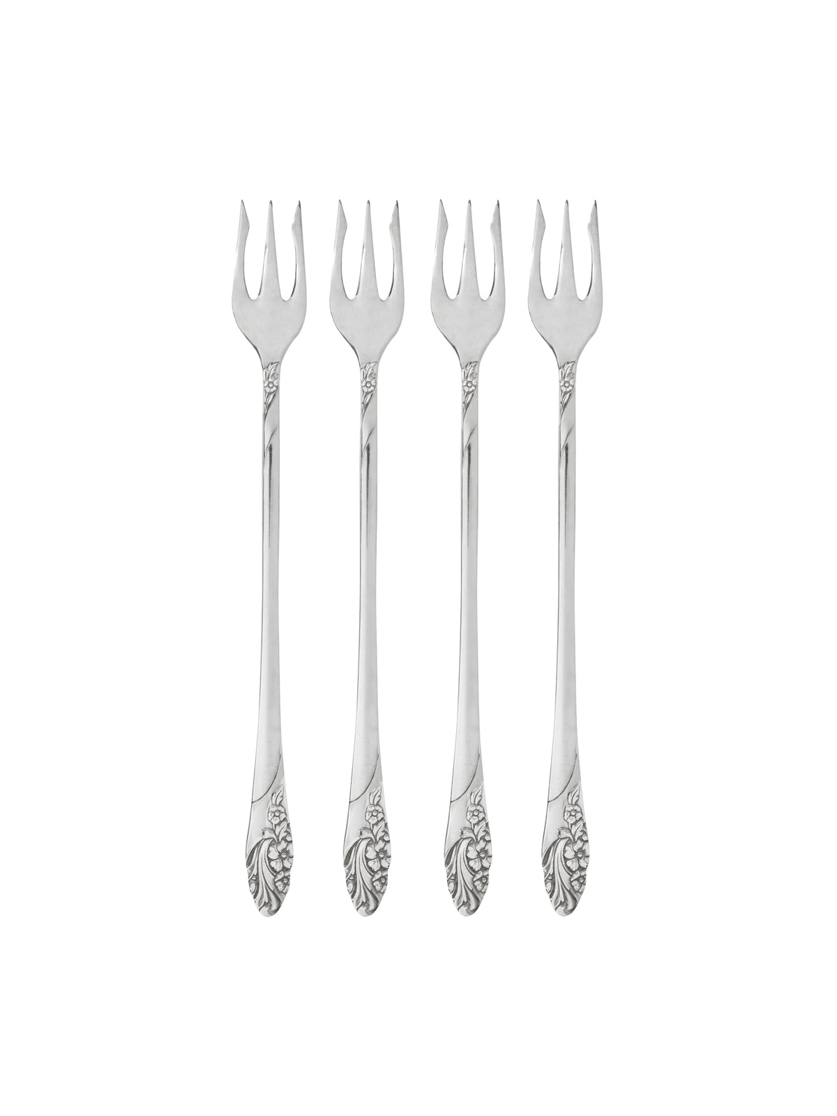 Vintage 1960s Evening Star Silver Plate Oyster Forks Set of Four Weston Table