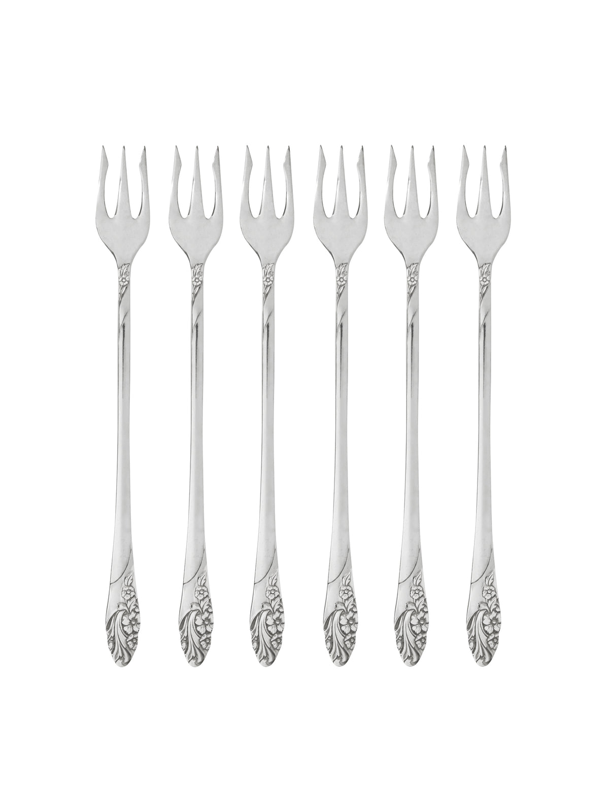 Vintage 1960s Evening Star Silver Plate Oyster Forks Set of Six Weston Table