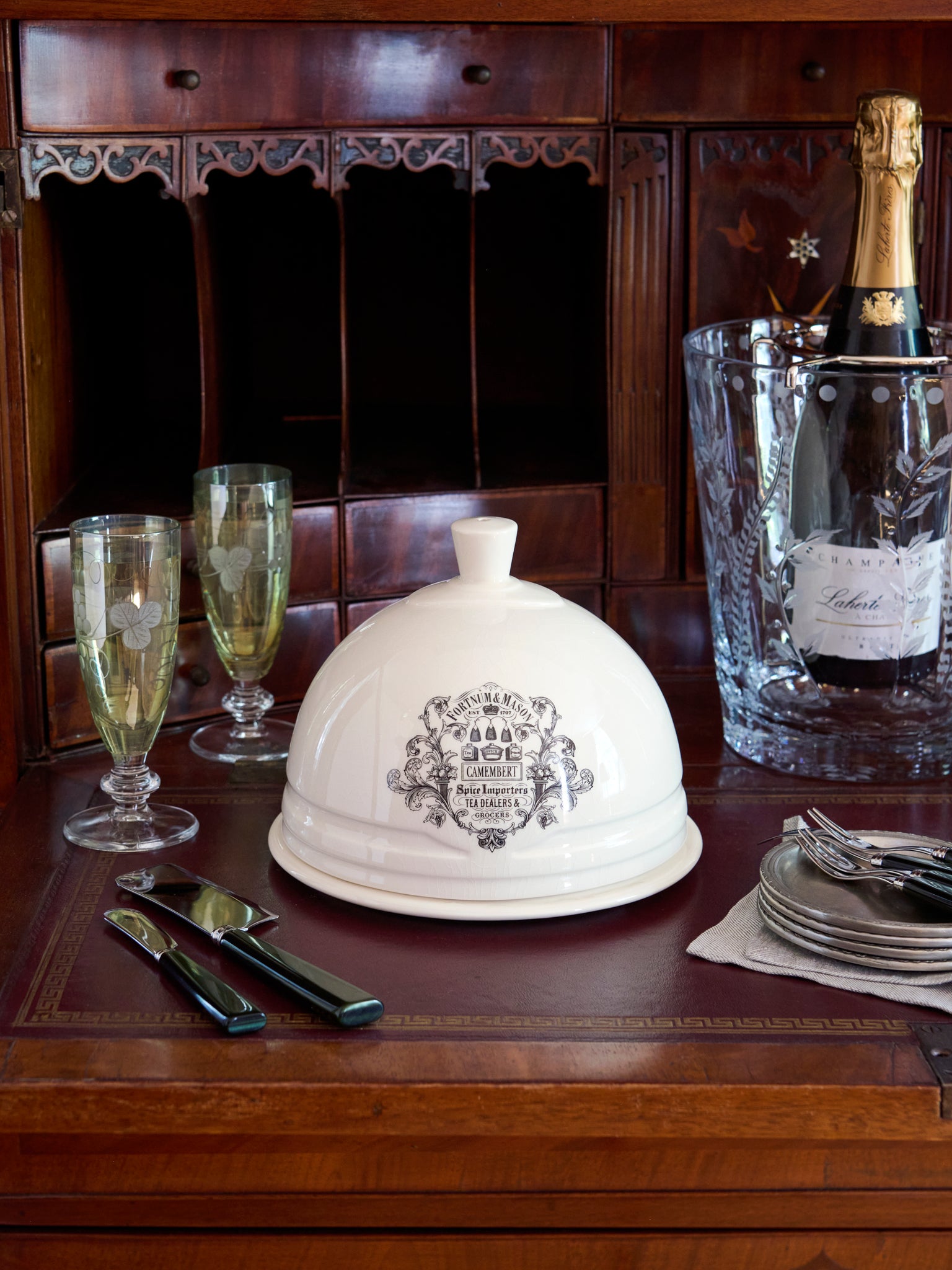 Vintage 1960s Fortnum and Mason Cheese Dome Weston Table