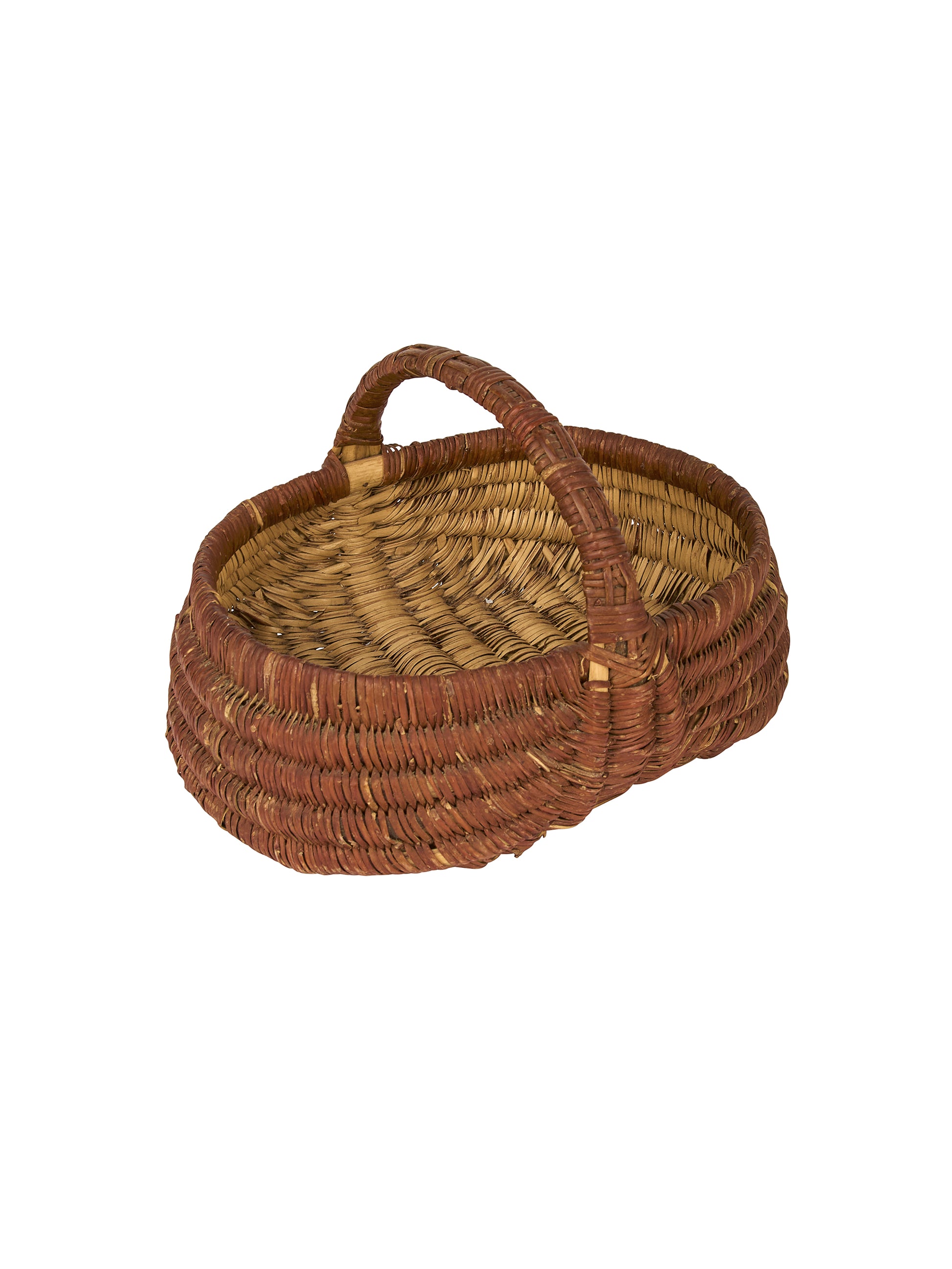 Vintage 1960s French Double Weave Wicker Basket Weston Table