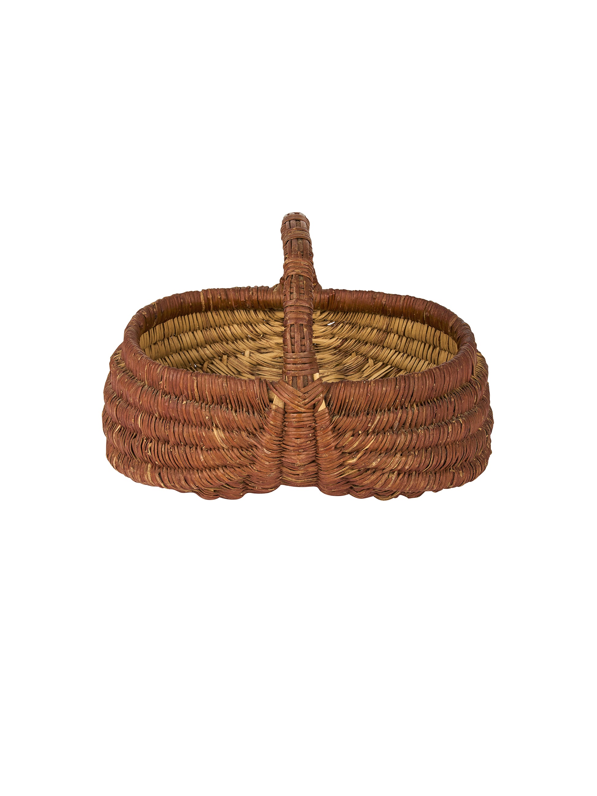 Vintage 1960s French Double Weave Wicker Basket Weston Table