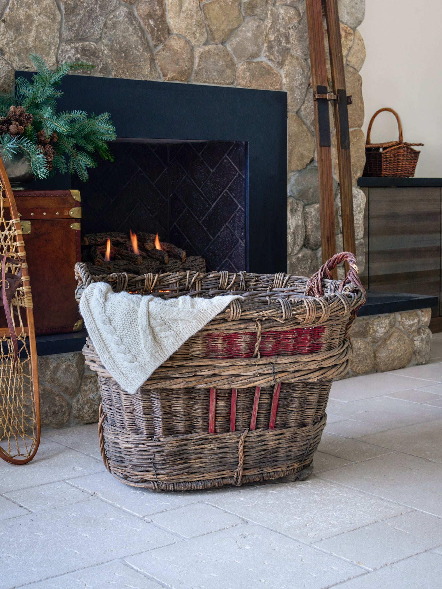 Vintage 1960s French Estate Grape Harvesting Basket Weston Table