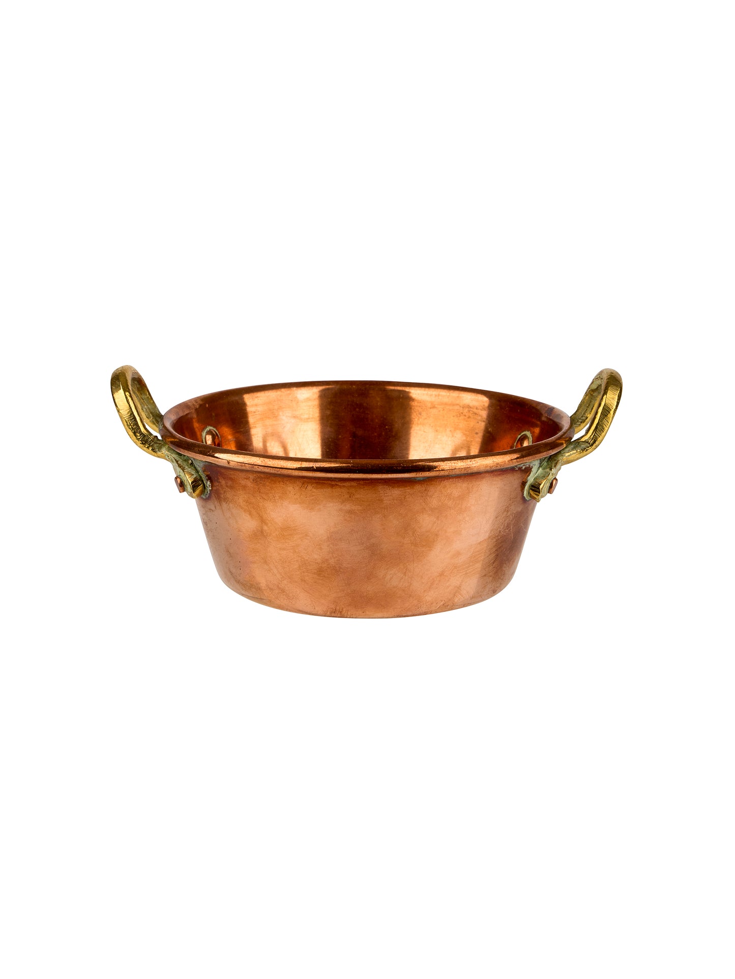 Vintage 1960s French Tiny Copper Bowl with Brass Handles Weston Table