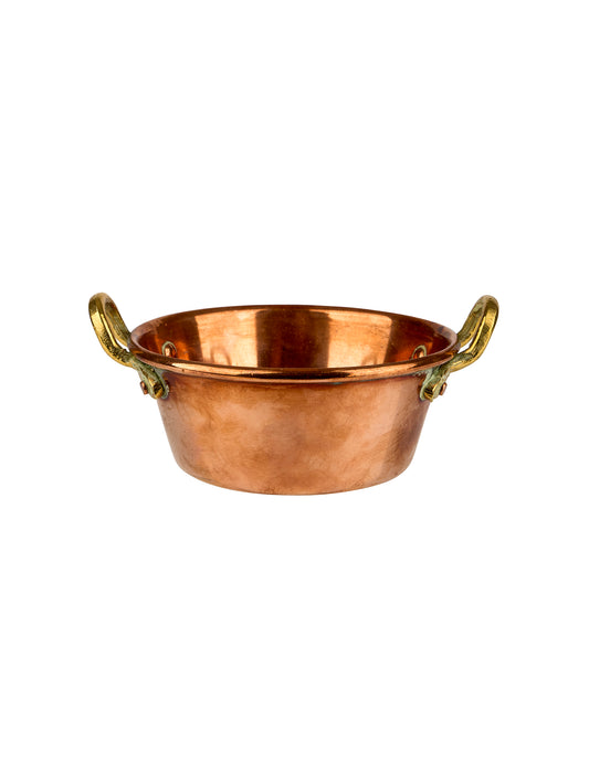 Vintage 1960s French Tiny Copper Bowl with Brass Handles Weston Table