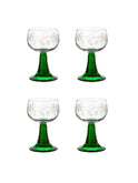 Vintage 1960s French White Wine Etched Trumpet Glasses Weston Table