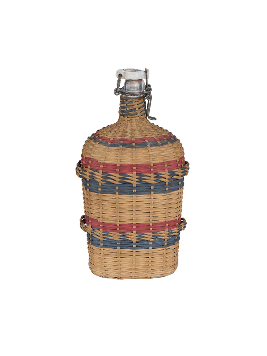 Vintage 1960s French Wicker Flask with Porcelain Top Weston Table