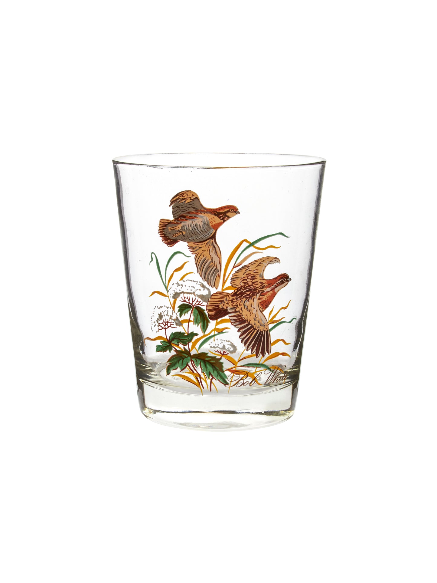 Vintage 1960s Game Bird Double Old Fashioned Glasses Bob White Weston Table