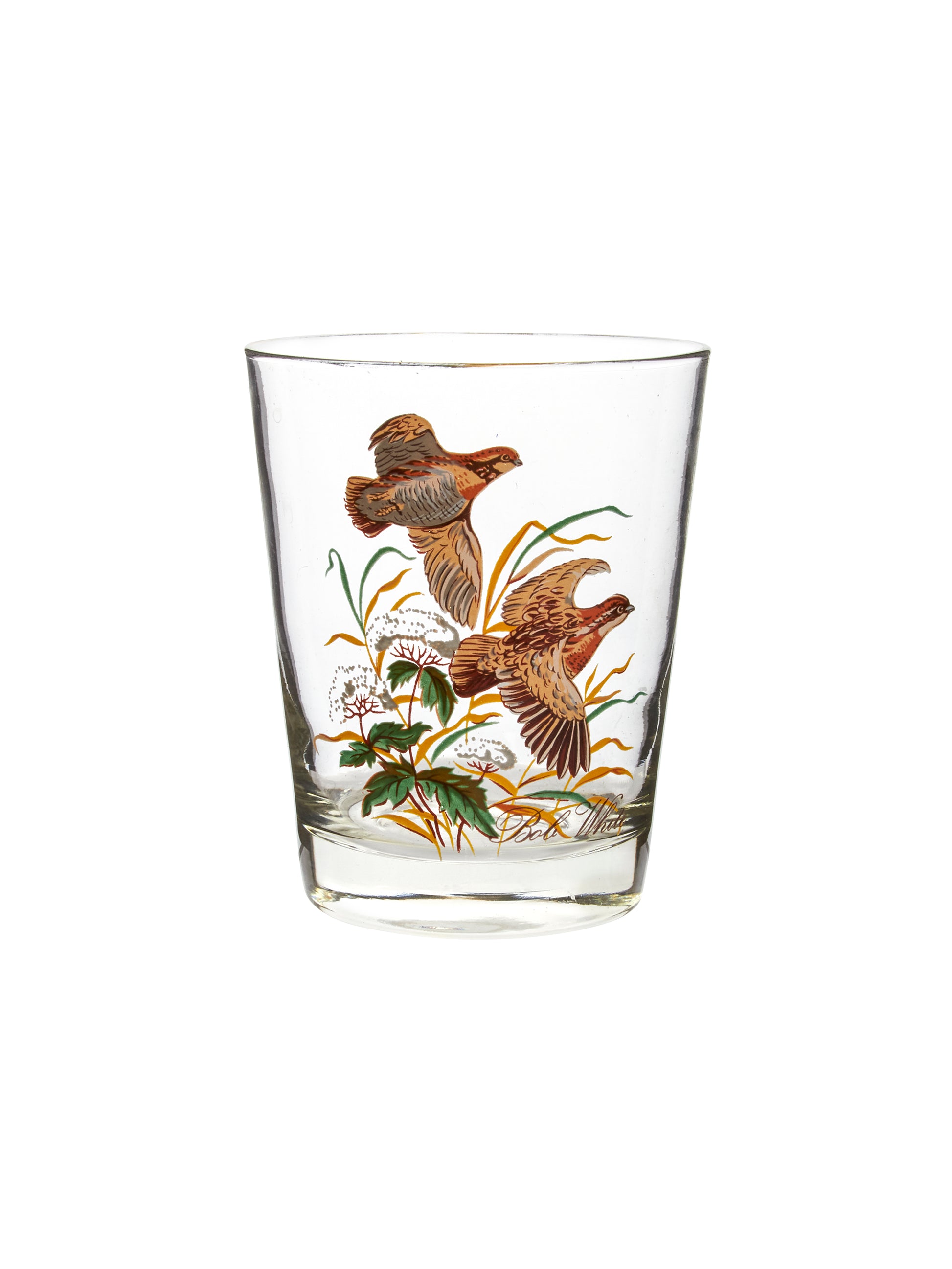 Vintage 1960s Game Bird Double Old Fashioned Glasses Bob White Weston Table