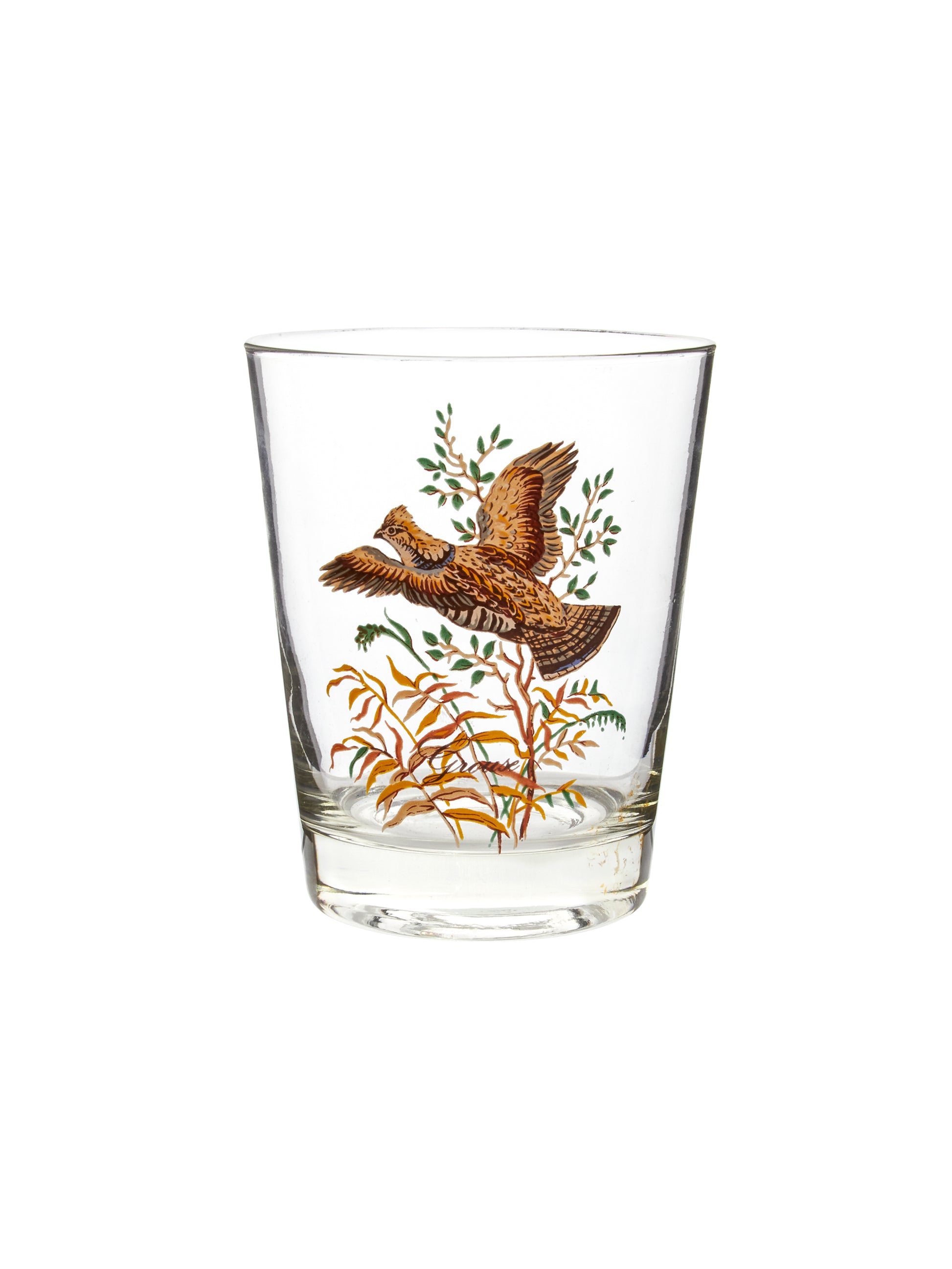 Vintage 1960s Game Bird Double Old Fashioned Glasses Grouse Weston Table