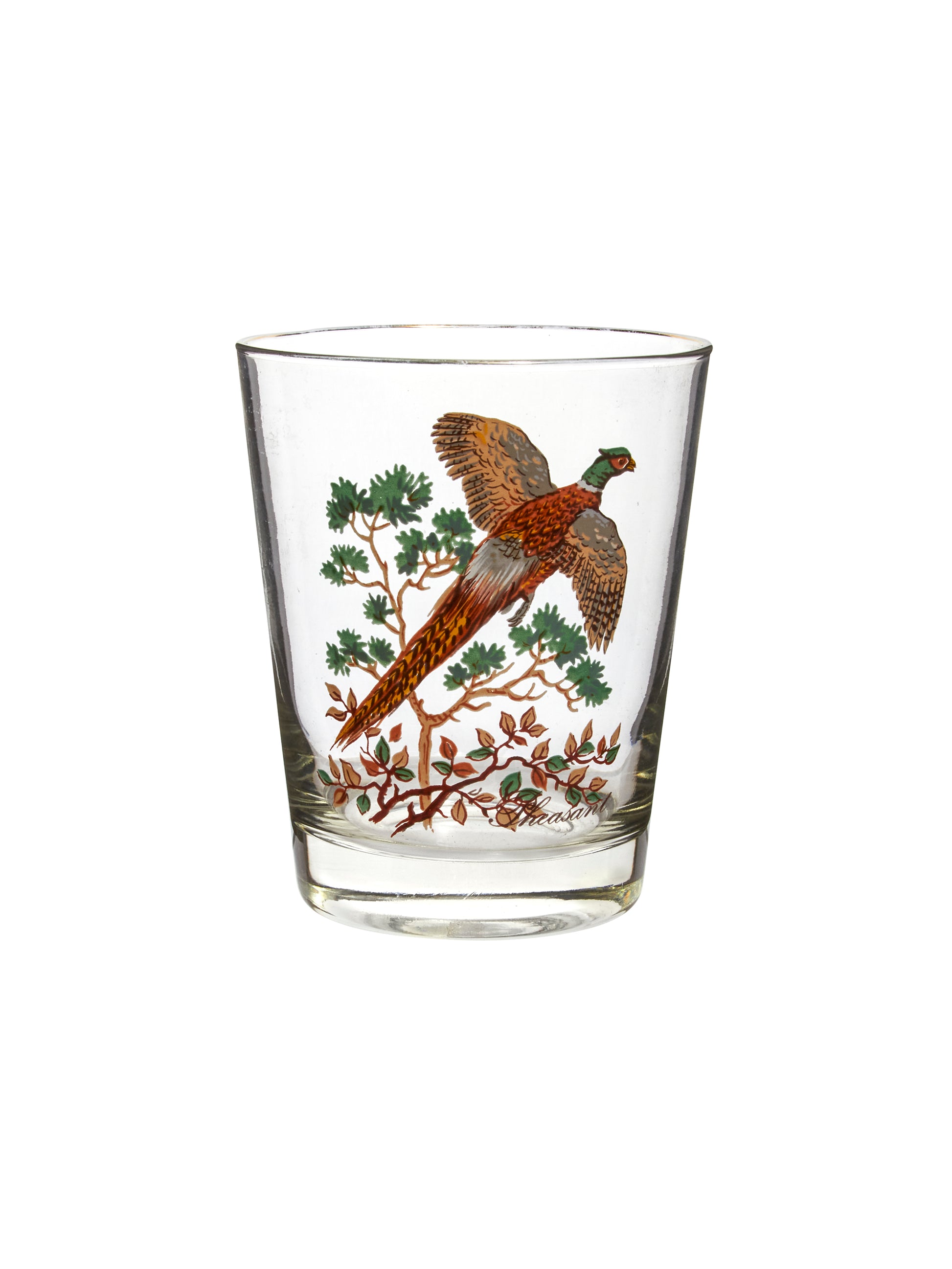 Vintage 1960s Game Bird Double Old Fashioned Glasses Pheasant Weston Table