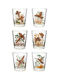 Vintage 1960s Game Bird Double Old Fashioned Glasses Set of Six Weston Table