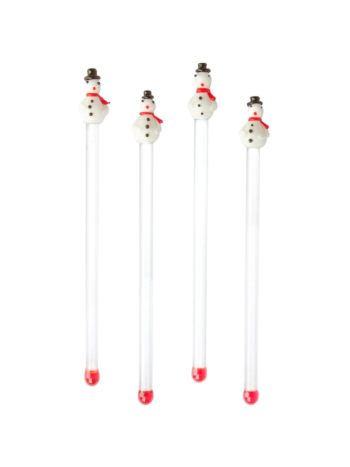 Vintage 1960s Georges Briard Snowman Glass Cocktail Stirrers Set of Four Weston Table