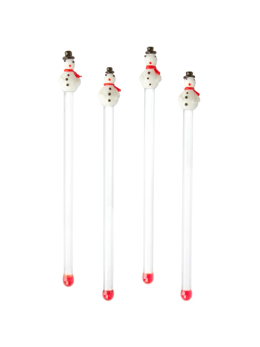 Vintage 1960s Georges Briard Snowman Glass Cocktail Stirrers Set of Four Weston Table