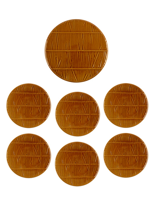 Vintage 1960s Gien Ceramic Bamboo Cheese Serving Set Large Plate Weston Table