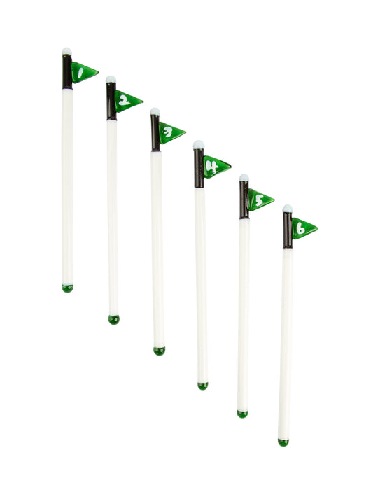 Vintage 1960s Golf Hole Flag Glass Cocktail Stirrers Weston Table