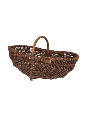  Vintage 1960s Hazel Twig Basket with Bent Wood Handle Weston Table 