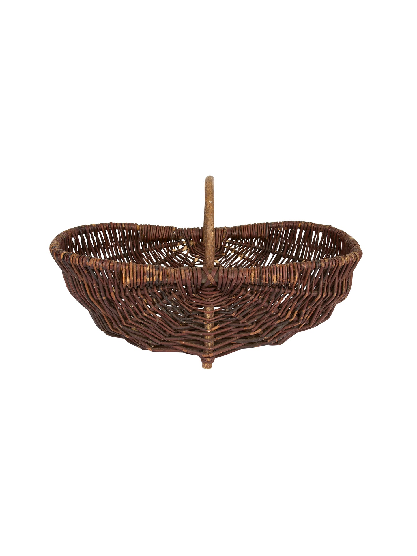 Vintage 1960s Hazel Twig Basket with Bent Wood Handle Weston Table