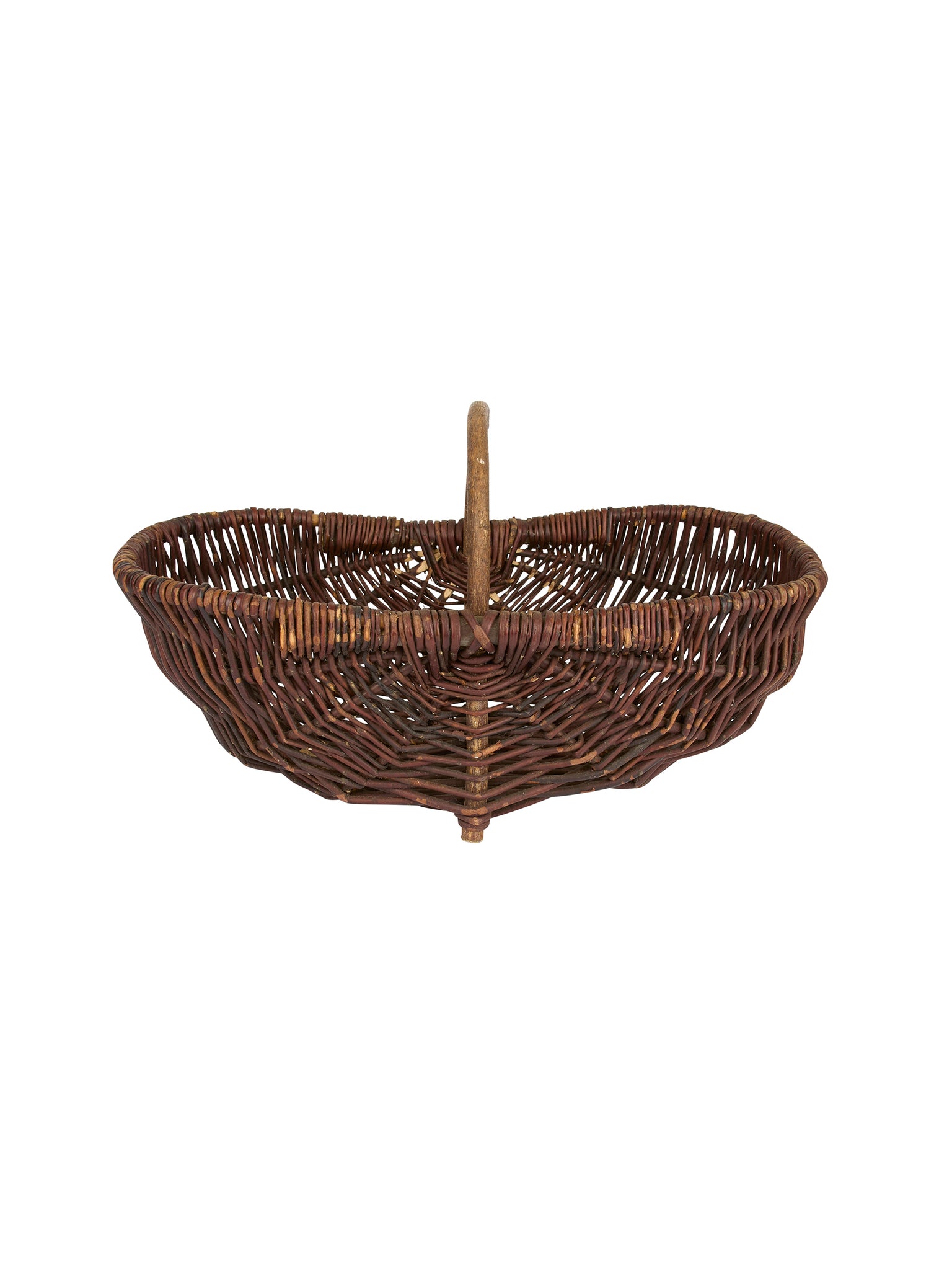 Vintage 1960s Hazel Twig Basket with Bent Wood Handle Weston Table