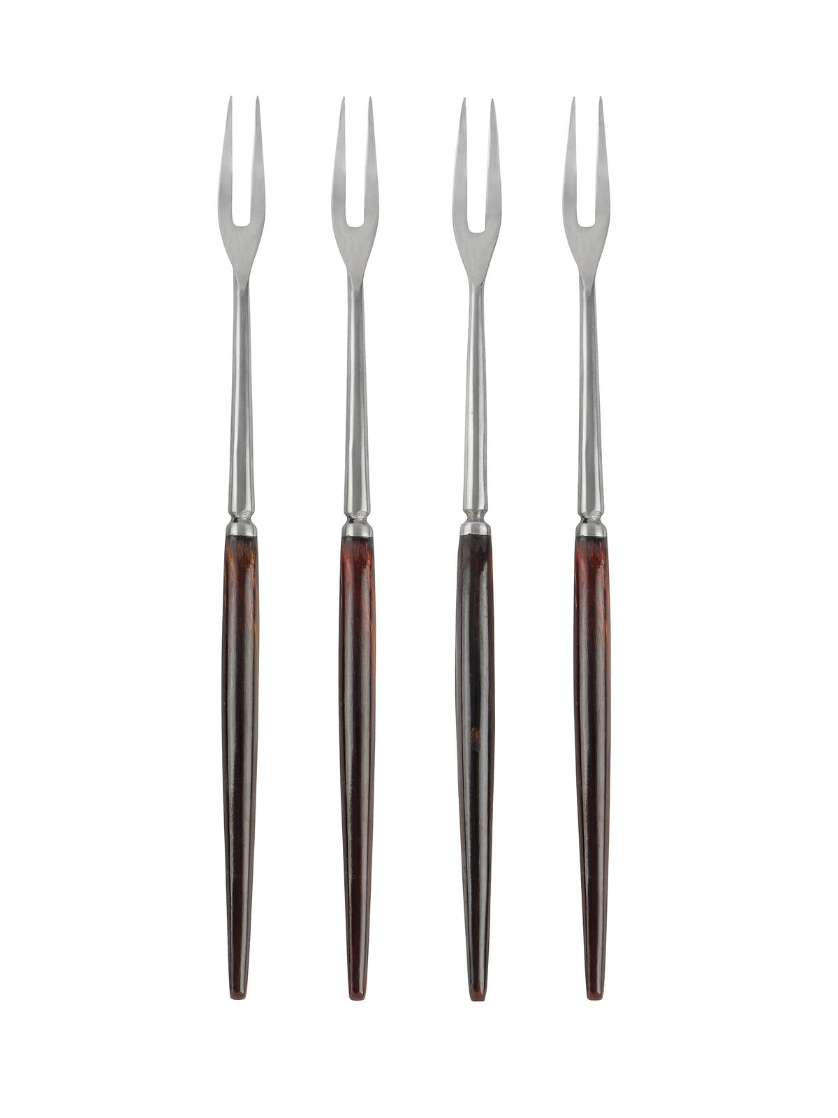 Vintage 1960s Japanese Long Teak Handled Forks Set of Four Weston Table