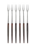 Vintage 1960s Japanese Long Teak Handled Forks Set of Six Weston Table