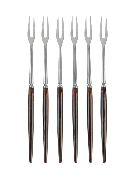 Vintage 1960s Japanese Long Teak Handled Forks Set of Four Weston Table