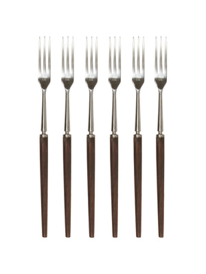  Vintage 1960s Japanese Teak Handled Long Forks Set of Six Weston Table 
