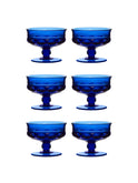 Vintage 1960s King's Crown Cobalt Champagne Coupes Set of Six Weston Table