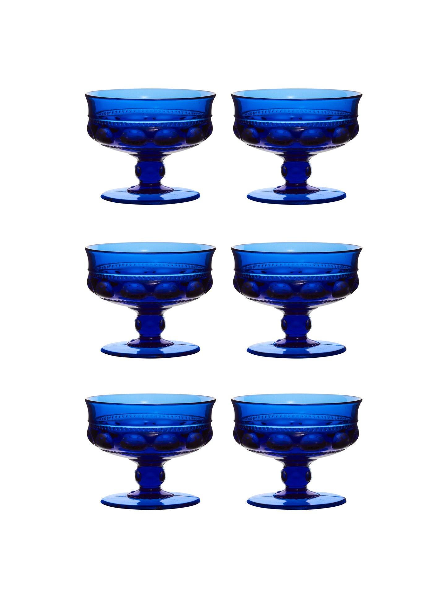 Vintage 1960s King's Crown Cobalt Champagne Coupes Set of Six Weston Table