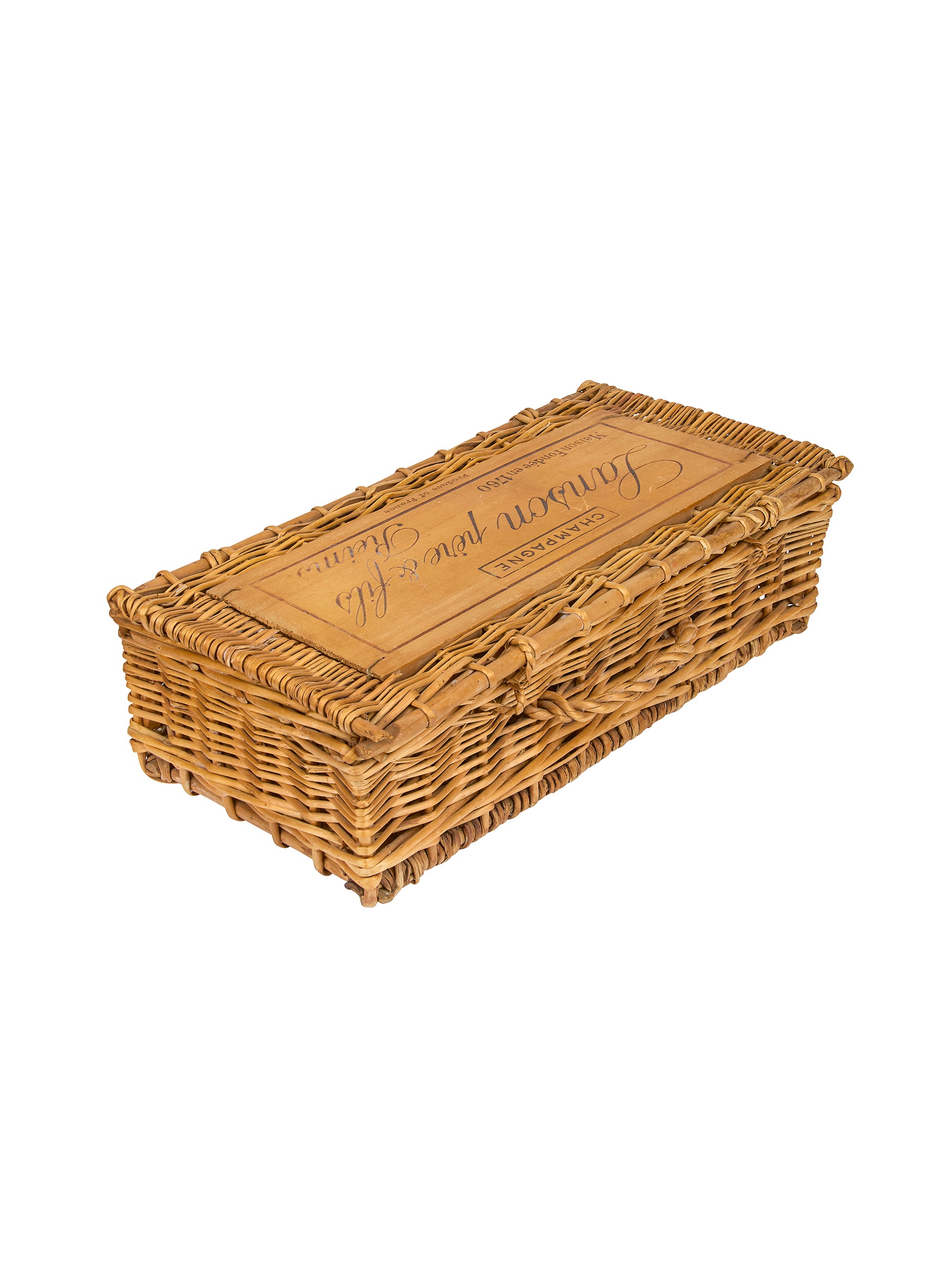 Vintage 1960s Lanson Pere & Fils Champagne Basket Weston Table