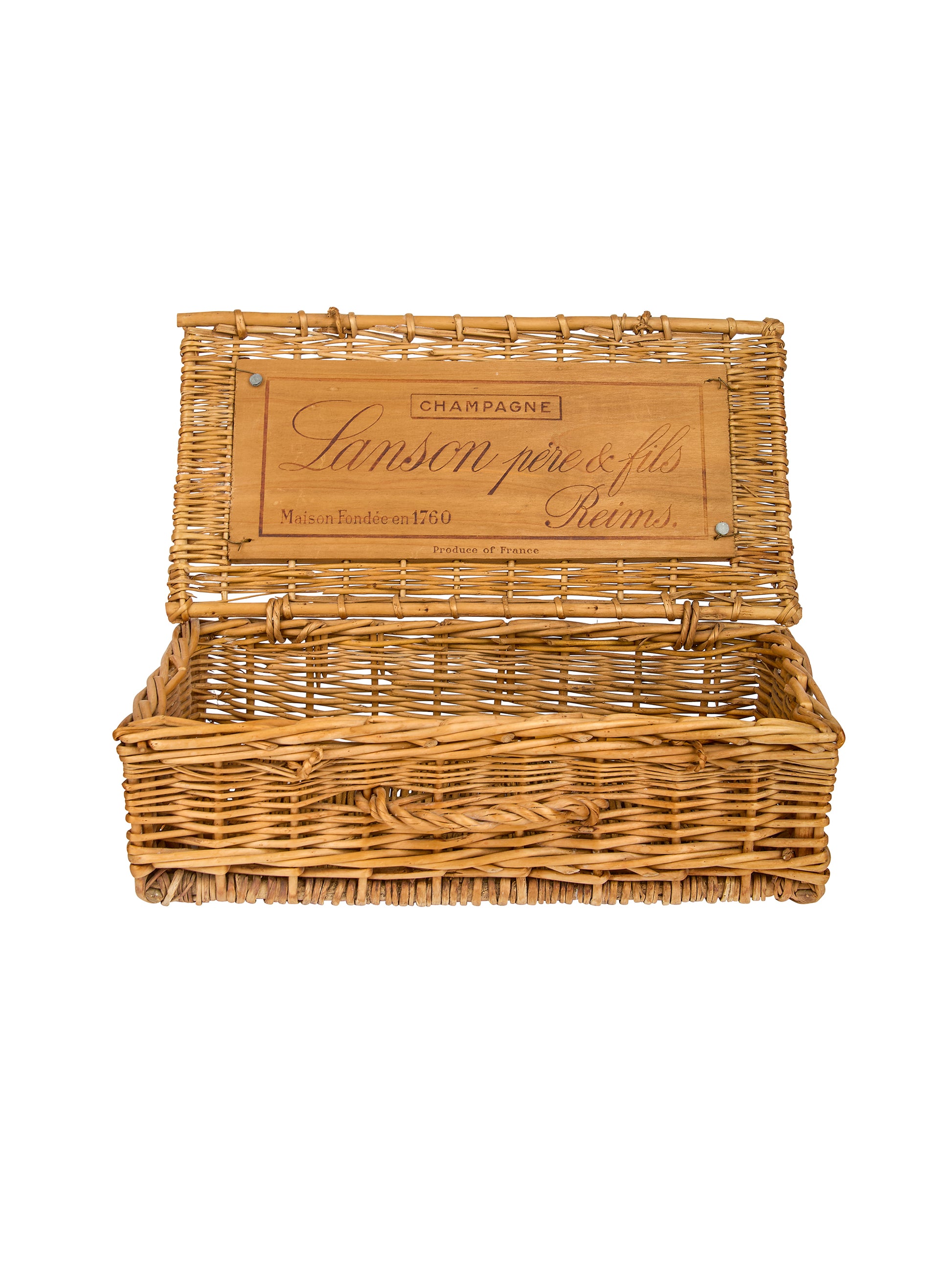  Vintage 1960s Lanson Pere & Fils Champagne Basket Weston Table