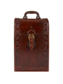 Vintage 1960s Leather and Wood Bottle Carrier Weston Table